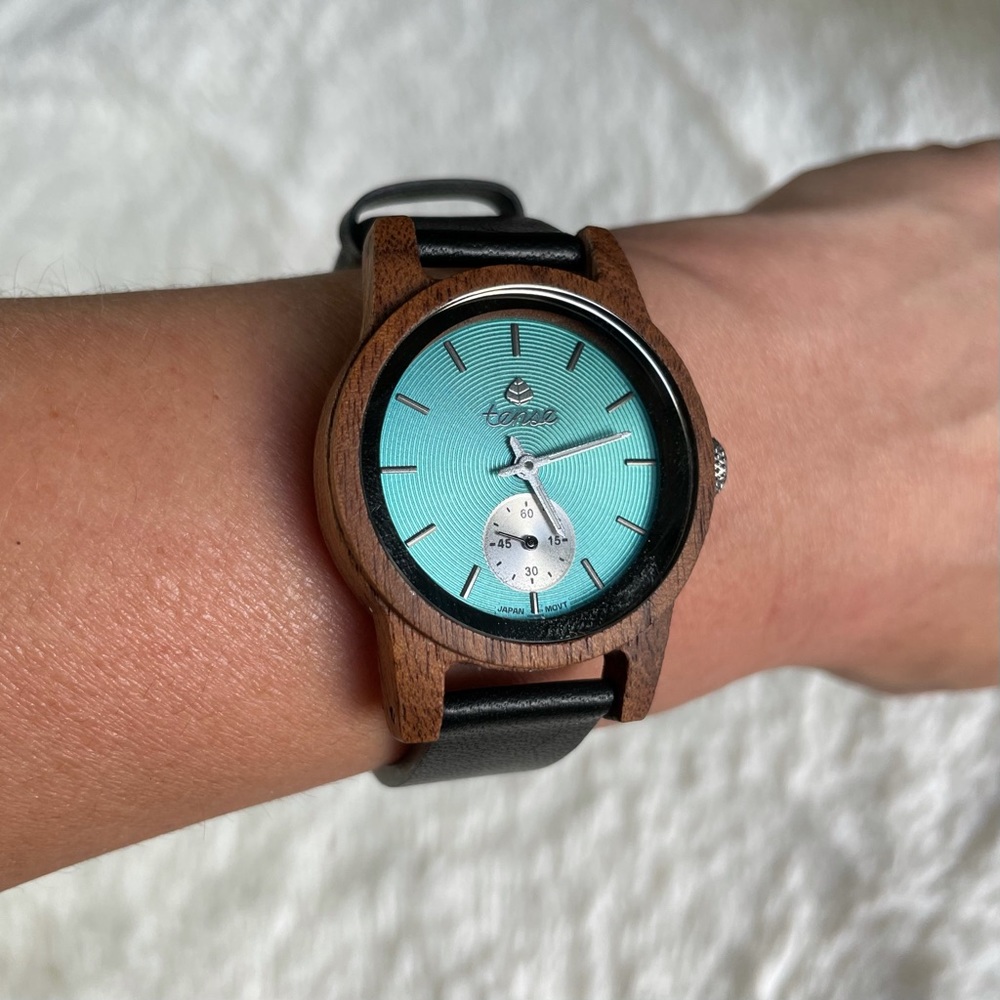 Tense Walnut Watch & Wood Box NIB Leather NWT - Picture 3 of 13